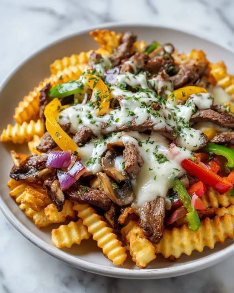 Loaded Philly Cheesesteak Fries Recipe