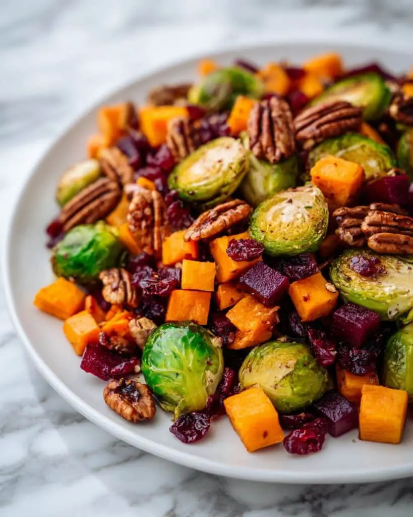 Winter Vegetable Salad with Butternut Squash, Brussels Sprouts, and Beets Recipe