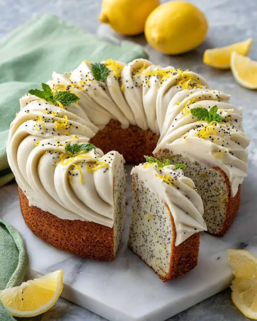 Lemon Poppy Seed Bundt Cake with Lemon Cream Cheese Frosting Recipe