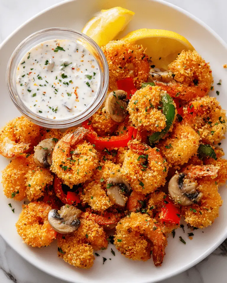 Crispy Shrimp and Mushroom Bites with Spicy Ranch Dip Recipe