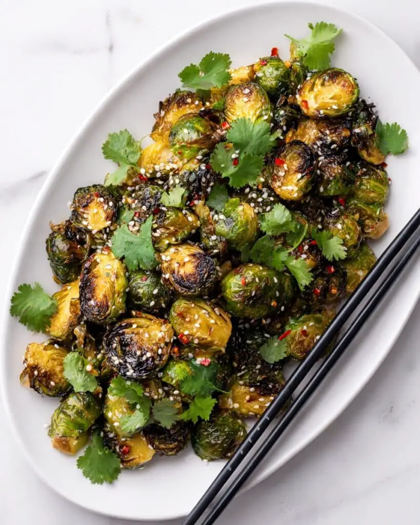 Chili Garlic Air Fryer Brussels Sprouts Recipe